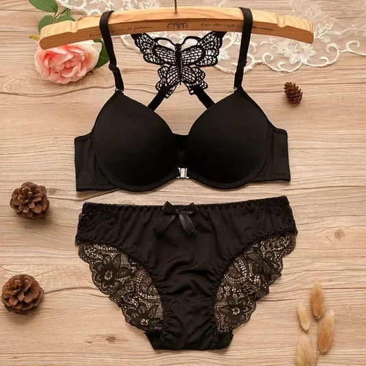 Butterfly Back Lace Bra & Panty Set – Elegant & Sexy