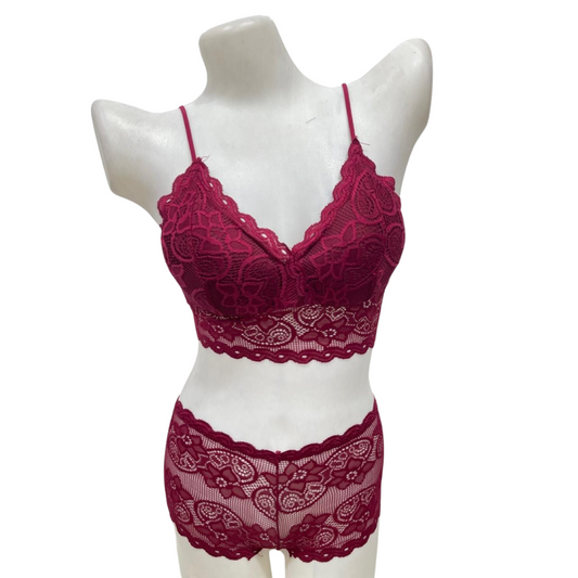 Bridal Lace Bra & Panty Set – Adjustable Straps, Imported China Net, Free Size.