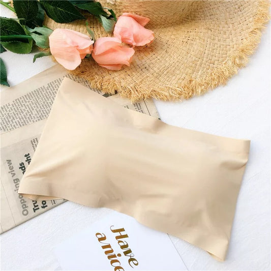 Women’s Ice Silk Strapless Bra Pads Tops Tube